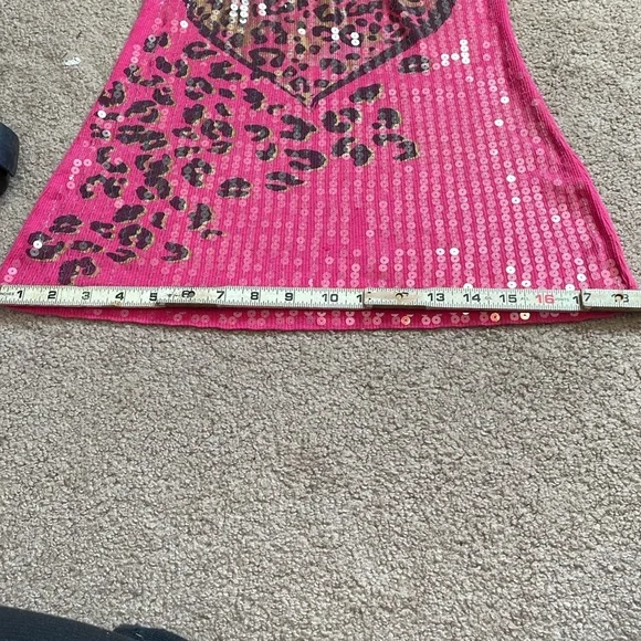 Almost famous sequin long tank top fuchsia pink black gold size M very nice - Picture 6 of 10